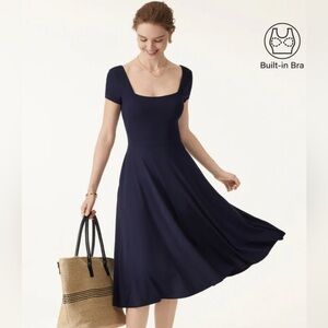 NWT OGL Square Neck A-line Brami Midi Dress (Midnight Navy, Small)